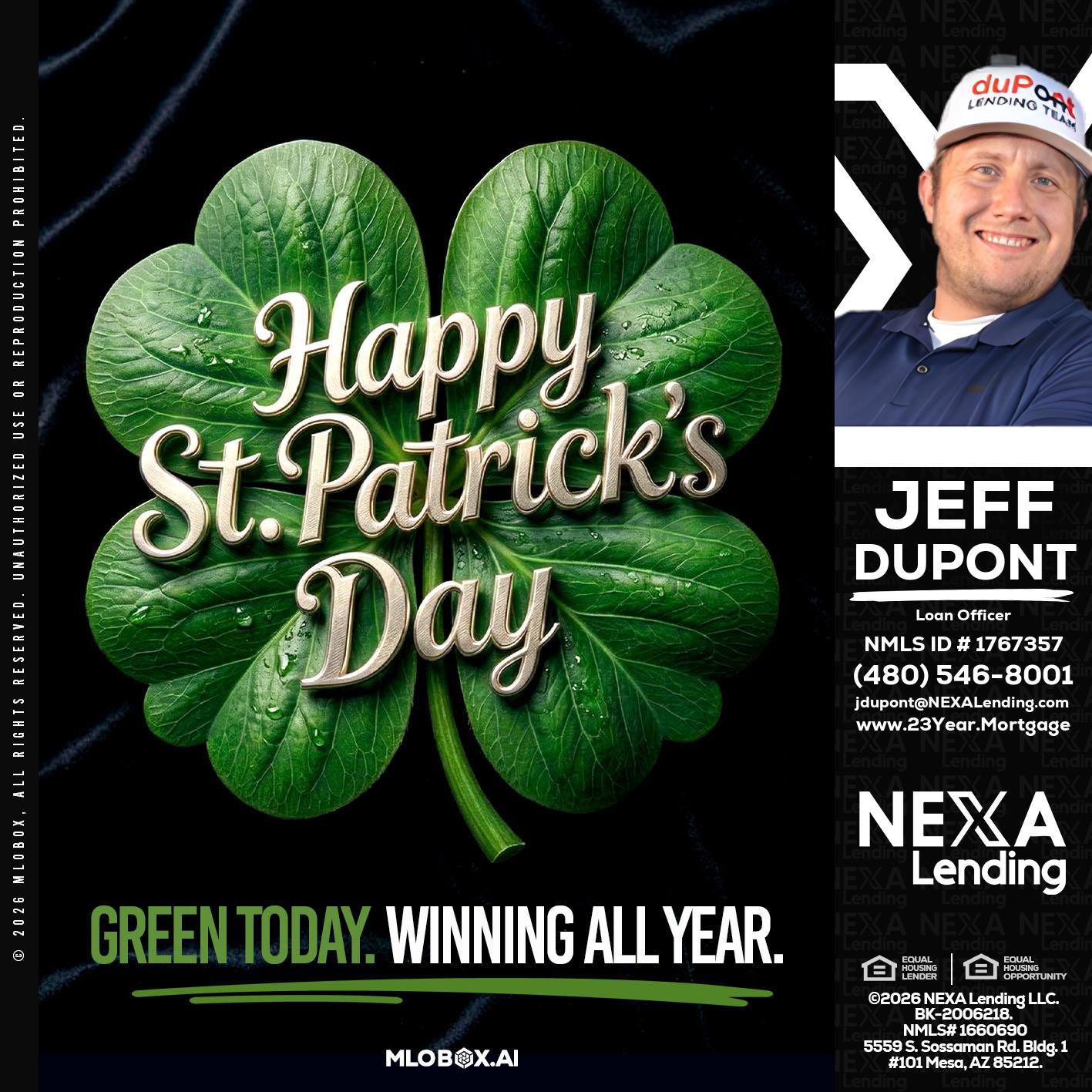 happy st. Patricks day - Jeff duPont -duPont Lending Team