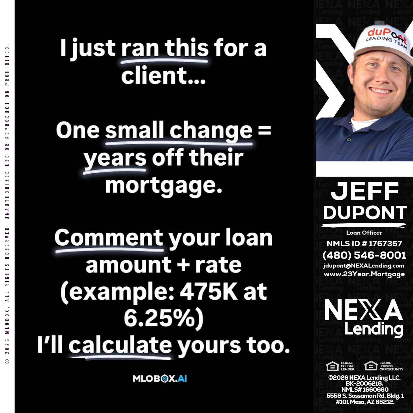 I JUST RAN - Jeff duPont -duPont Lending Team