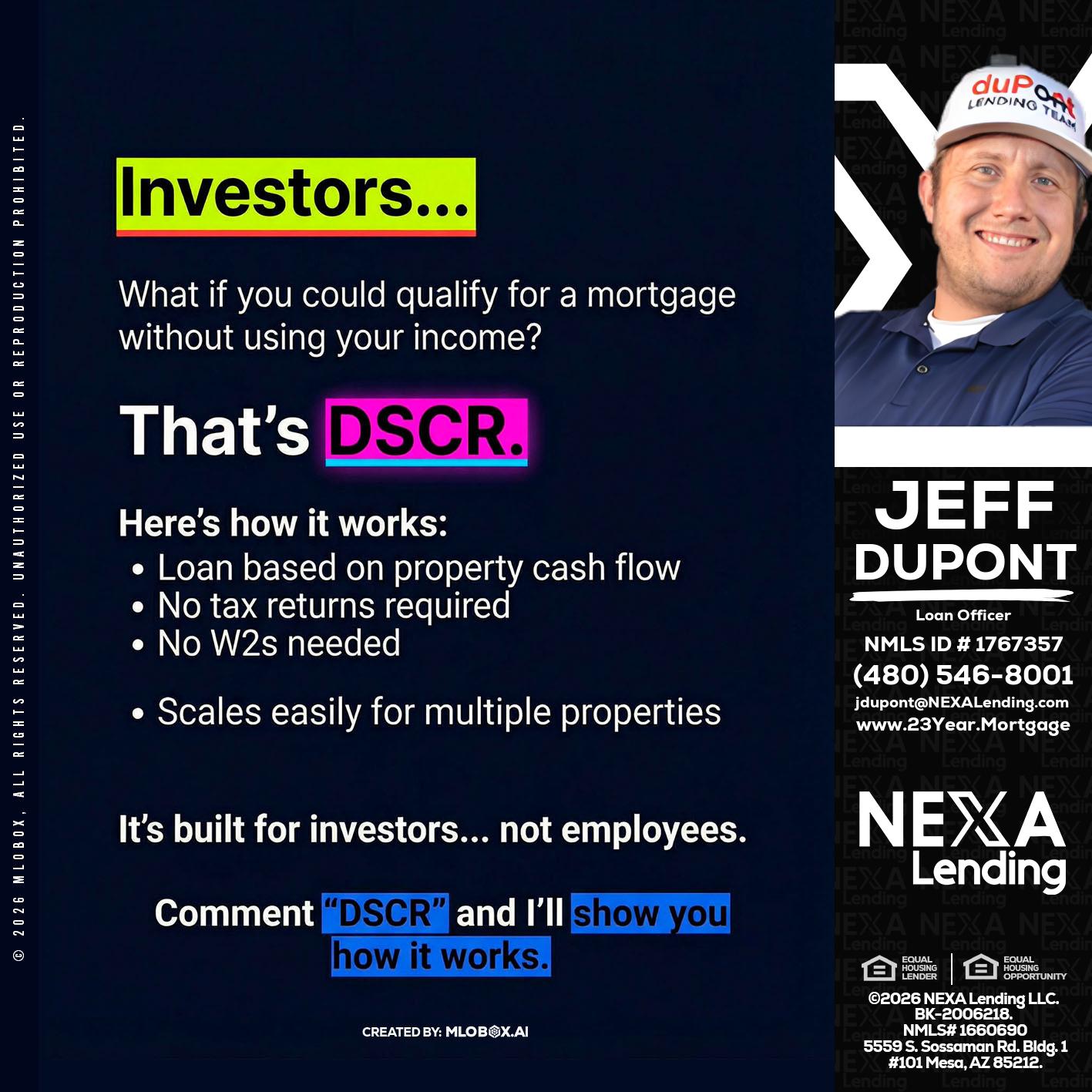 INVESTORS - Jeff duPont -duPont Lending Team