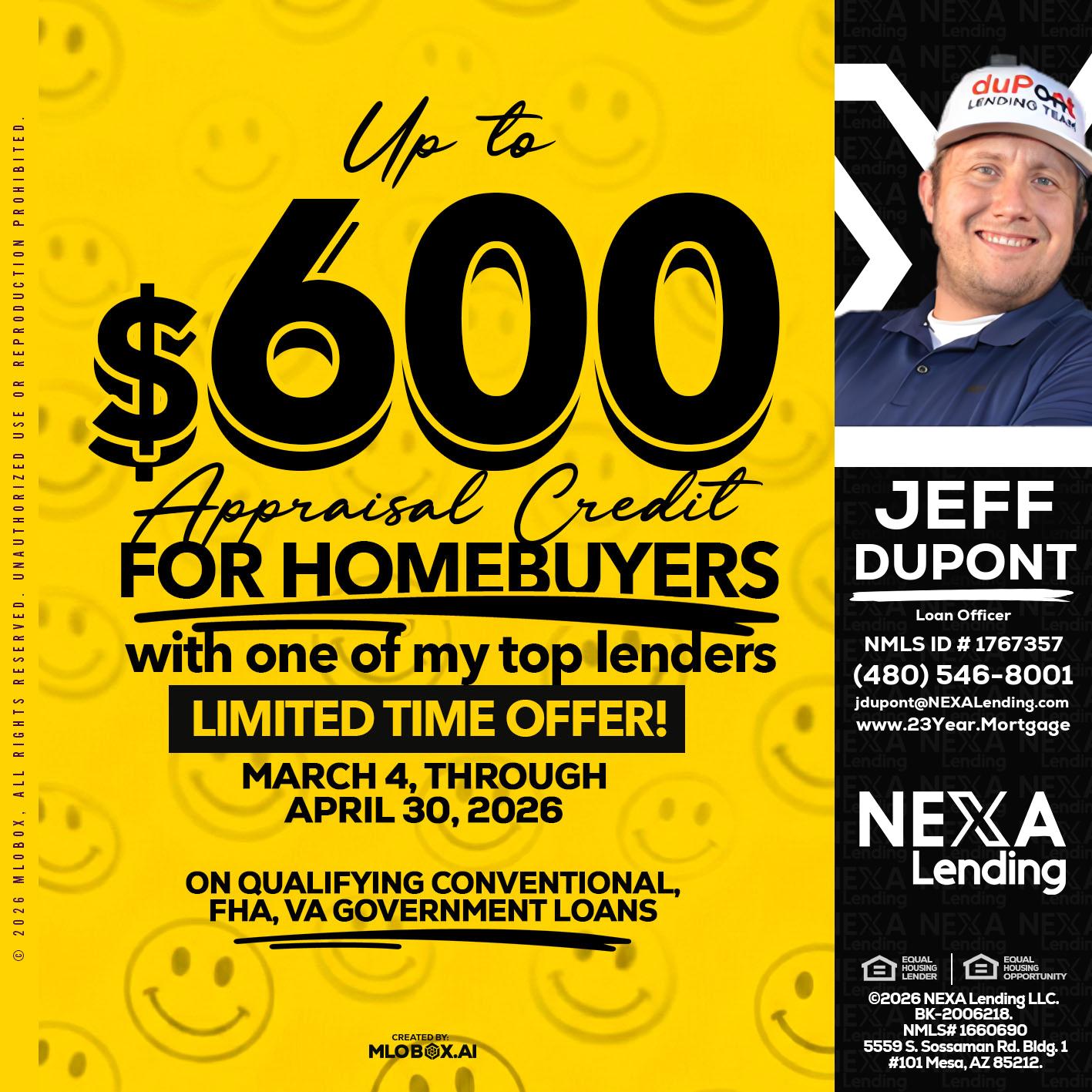 UP TO 600 - Jeff duPont -duPont Lending Team